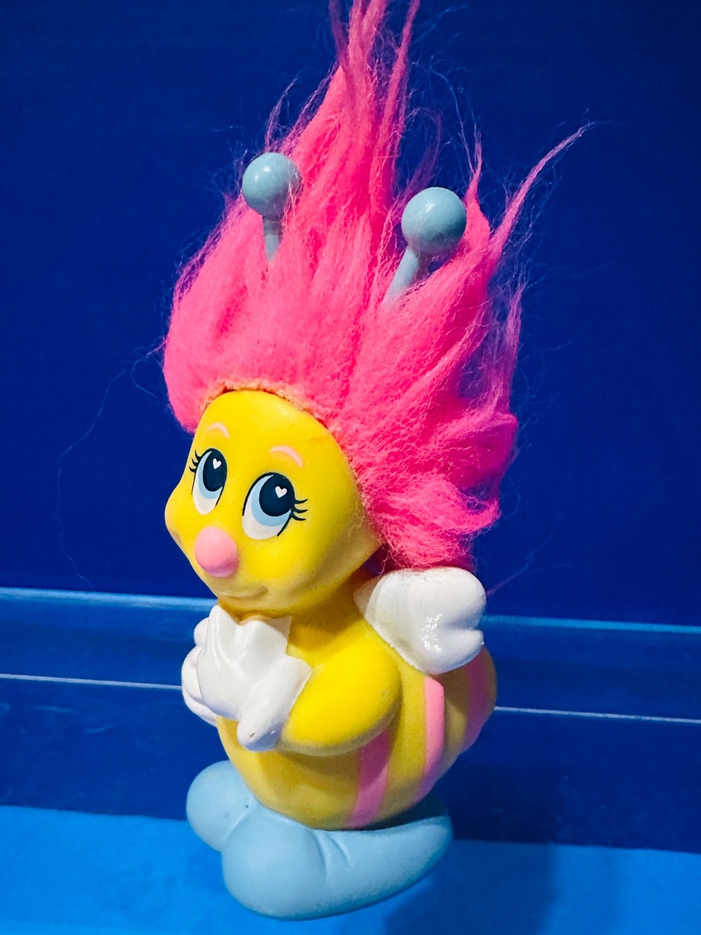 Playskool Vintage 1985 Snugglebum Pink-Haired Button Yellow Bee Vinyl Figure 5”